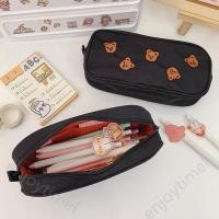 ราคา Kawaii กระเป๋าดินสอ กระเป๋าเครื่องเขียน ผ้าแคนวาส ปักลายหมีน่ารัก ความจุขนาดใหญ่ สําหรับเด็ก (24776301643)