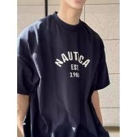 ราคา NAUTICA 1983Affixed Cloth Embroidered Short Sleeve Heavy Retro Fashion Brand Loose Patch Letter Short Sleeve (27205760863)