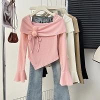 ราคา ขายดี เสื้อเชิ้ตแขนยาว เปิดไหล่ข้างเดียว หนัง Pu ลายดอกไม้ สามมิติ ขนาดเล็ก แฟชั่นฤดูใบไม้ผลิ สําหรับผู้หญิง (25971619548)
