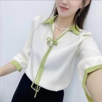 ราคา เสื้อผู้หญิงเย็บโบว์ชีฟองแขนสามส่วนด้านบนแบบใหม่ฤดูร้อนเสื้อระดับไฮเอนด์แฟชั่นเสื้อตัวเล็กสุดเก๋ (29005757546)