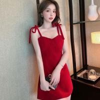 ราคา มินิเดรสไหมพรม ดีเทลผูกสาย2ข้างน่ารักคิ้วๆ เดรสสายเดี่ยวเซ็กซี่ เดรสผ้าตาข่ายสีแดงผูกโบว์หลัง (19952539053)