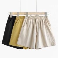 ราคา linen shorts กางเกงขาสั้นผ้าลินิน เอวสูง ใส่สบาย ใส่แล้วขายาวสูง เอวยืดหยุ่นขากว้าง พร้อมส่ง (21735478039)