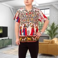 ราคา เสื้อเชิ้ตแขนสั้นพิมพ์ลายผู้ชาย (27455784320)