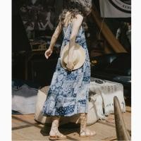 ราคา Yunnanxi ชุดเดรสกระโปรง ทรงหลวม พิมพ์ลาย สไตล์ชนเผ่า สีฟ้า สําหรับสตรี (25523962801)