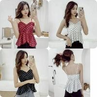ราคา เสื้อแขนกุด เปิดไหล่ ผ้าชีฟอง ลายจุด ทรงหลวม สุดเซ็กซี่ (24124754080)