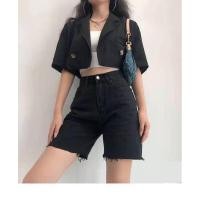 ราคา Stradivarius กางเกงยีนส์สีดำผ้านิ่ม ขาตัดเนื้อผ้าใส่สบาย กระดุมปั้มแบรนด์ มีกระเป๋าหน้าและหลัง (23949719678)