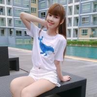 ราคา Live138 เสื้อขาว วาฬเกยตื้น S XXL อก 32 50 สไตล์เกาหลี Dream Big Tshirt โอเวอร์ไซน์ สาวอวบใส่ได้ สีขาว คอกลม เเฟชั่น (3949111544)