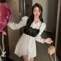 ราคา พร้อมส่ง Yay dress tops เดรสตัวยาวสีขาว เสื้อกั๊กสีดำ IN38095 (18543747277)