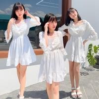 ราคา พร้อมส่ง White crystal dress เดรสสีขาวแต่งขอบลูกไม้ 37201 (19009735852)