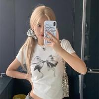 ราคา พร้อมส่ง Milky Way tops เสื้อแขนสั้นสกรีนลายโบว์ IN38679 (29702148444)