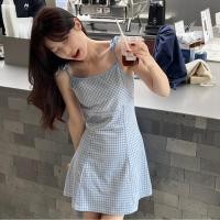 ราคา พร้อมส่ง Penelope dress เดรสสายเดี่ยวลายสก็อตสีฟ้าน่ารักมาก IN38712 (27854709375)