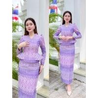 ราคา ชุดเช็ตผ้าฝ้ายทอลาย เสื้อ กระโปรงป้ายสำเร็จ (26902455921)