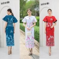 ราคา เซตเสื้อ กระโปรงผ้าคอตต้อนพิมลายปาเต๊ะอัดกาว n623 (24927100431)