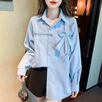 ราคา เสื้อเชิ้ตแขนยาว คอปกโปโล ประดับโบว์ สีฟ้า แฟชั่นฤดูใบไม้ผลิ และฤดูใบไม้ร่วง สําหรับผู้หญิง (23061422717)