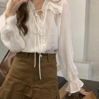 ราคา เสื้อเชิ้ต คอวี แขนยาว พิมพ์ลายลูกไม้ ทรงหลวม สําหรับผู้หญิง (25358681774)