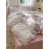 ราคา PREORDER ชุดผ้าปูที่นอน ลายการ์ตูนโบว์ ผ้าคอตตอน100 มีขนาด 3 5 6 ฟุต (29403724060)