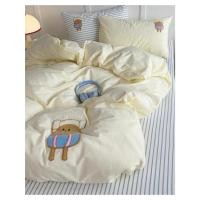 ราคา PREORDER ชุดผ้าปูที่นอน ลายการ์ตูนสีเหลืองครีมลายทาง ผ้าคอตตอน100 มีขนาด 3 5 6 ฟุต (28104061160)