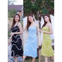 ราคา ชุดเดรสไหมพรม เดรสยาวสายเดี่ยวไหมพรมknit (29106350776)
