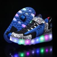 ราคา พร้อมส่ง รองเท้าสเก็ต รองเท้าโรลเลอร์สเก็ต แบบล้อคู่ มีไฟ LED 3 สี ชาร์จไฟได้ สําหรับเด็ก และผู้ใหญ่ (23081338921)