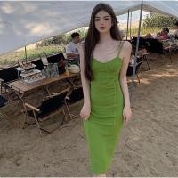 ราคา พร้อมส่ง ค เดรสสายเดี่ยวผ้าไหมพรมสาวอวบ (20982805140)