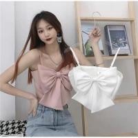 ราคา พร้อมส่ง เสื้อสาวอวบ ล สายเดี๋ยวโบว์หน้าสไตล์เกาหลี 99 (10599861015)