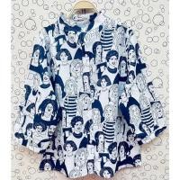 ราคา เสื้อเชิ๊ตคอจีนลินินอินเดียพิมพ์ลาย 100 แขนยาวOversize (22589291963)