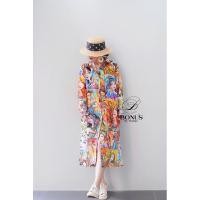 ราคา Maxi dress ปกเชิ้ตแขนยาว ผ้าลินินอินเดีย (18396090931)