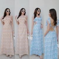 ราคา เดรสลายดอกไม้ แขนระบายเว้าเอว 9690 (28153548396)