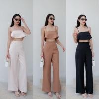 ราคา จั๊มยาวสายเดี่ยว อกเป็นเกาะอก แต่งระบายเว้าหน้าช่วงเอว 9615 (24961501577)