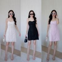 ราคา เดรสสายเดี่ยว ผ้าฉลุลูกไม้นิ่ม 9252 (24815499854)