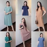 ราคา ชุดเดรสยืดคอกลมผ้าอัดพลีท สีพื้นสวยตรงปกPleated Dress classic (9472832989)