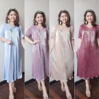 ราคา shimmer dress แฟชั่นชุดพลีทดีเทลแต่งชิมเมอร์สีสวยตรงปก อัดพลีท แฟชั่นสาวอวบ เดรสยืดFreesize ชุดใส่ออกงาน แฟชั่นอัดพลีท (22770100368)