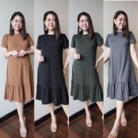 ราคา ชุดเดรสผ้าร่องเกรดเอโทนสีสีภาพสวยตรงปกb290 ทรงสวยใส่สบาย แฟชั่นสาวอวบ (16986505515)