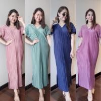 ราคา ชุดพลีทสีพื้นTwizpleat ชุดพลีทออกงาน ชุดเดรสเรียบหรู Classic Pleated Dress ชุดเดรสยาวเนื้อผ้าอัดพลีท ชุดพลีทคลุมท้อง (12271140692)