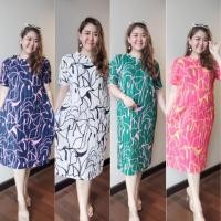 ราคา ชุดเดรส ชุดเดรสยืดเนื้อผ้าอัดพลีทพิมพ์ลาclassicชุดพลีท Freesize ชุดเดรสสาวอวบ ชุดพลีส แฟชั่นสาวอวบ เดรสลายดอก เดรสยืด (19900433388)
