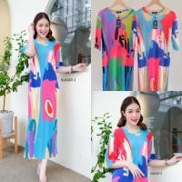 ราคา Maxidress แมกซี่เดรสยาวอัดพลีทลายกราฟฟิก เดรสมุสลิม แฟชั่นอัพลีท เดรสยาวมาก แฟชั่นสาวอวบ ชุดเที่ยวทะเลสีสดใส ป้ายSG2 (22047079759)