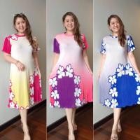 ราคา New Collection colorfull dress b177 แฟชั่นชุดเดรสผ้าอัดพลีทลายดอกไม้สีสันสดใสสวยตรงปก แพทเทิร์นเป๊ะ ยืดFreesize (27305864111)