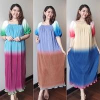 ราคา New Collection Fashion Summer Dress แฟชั่นชุดเดรสอัดพลีทสีสันสดใสสวยตรงปก สาวอวบใส่สวย คลุมท้องได้ (24518492533)