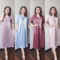 ราคา เดรสอัดพลีทเนื้อชิมเมอร์ใส่แล้วไม่คันสีสวยขึ้นไฟ ยืดOversize สาวอวบใส่สวย ชุดออกงาน รหัสVp60shimmer (24377899611)