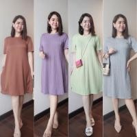 ราคา แฟชั่นชุดเดรสงานผ้าทอ3Dไหมพรมคละแบบ สีสวยตรงปก สาวอวบใส่สวย คลุมท้องได้ (20638435952)