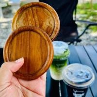 ราคา จานรองแก้ว ขนาด 3 นิ้วงานไม้สักทำสีเรียบร้อยมีให้เลือก 3 ลาย (25728412495)