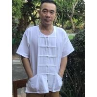 ราคา เสื้อขาวคอกลมแขนสั้นกระดุมจีน เสื้อพื้นเมืองผ้าฝ้ายสีขาว ใส่ไปวัดทำบุญ ใส่ทำงาน ใส่ได้ทั้งชาย หญิง (19613075042)