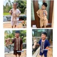 ราคา ชุดผ้าฝ้ายเด็กแต่งเชือก ชุดเด็ก เสื้อคอกลม กางเกงขาสั้น ชุดพื้นเมืองเด็ก ชาย หญิง (25664694697)