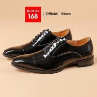 ราคา รองเท้าหนังแท้ แบบหนังแก้ว เย็บพื้นทุกคู่ รุ่น Oxford laced up Patent Leather หนังสีดำเงา หนังแก้ว Size 38 45 (28850291649)