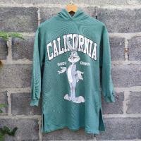 ราคา เสื้อสเวตเตอร์ฮู้ด Zara X Looney Tunes Bugs Bunny California Green Hoodie (24806056932)