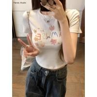 ราคา ตอนรับซัมเมอร์ เสื้อครอป สุดฮิต ผ้า cotton100 ลายการ์ตูนน่ารักๆ สวมใส่สบาย เสื้อยืดผู้หญิง (27303390116)