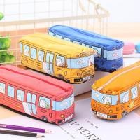 ราคา สร้างสรรค์นักเรียนเครื่องเขียนรถบัสกรณีดินสอรถบัสกรณีดินสอผู้ชายผู้หญิงผ้าใบเครื่องเขียนกล่อง (26904828524)