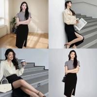 ราคา เสื้อกระโปรงเอวสูงสไตล์เกาหลี ดีไซน์ทันสมัย สีดำเข้ม ใส่ได้ทั้งทำงานและเดินทาง (25883450954)