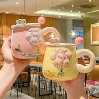ราคา แก้ว แก้วน่ารักสาวหัวใจแก้ว ผู้มีอิทธิพล ถ้วยเซรามิคพร้อมฝาปิดช้อนกาแฟมูลค่าสูงถ้วยนมคู่ถ้วยดื่ม (25783726714)