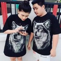 ราคา พร้อมส่ง เสื้อยืดแขนสั้นผู้ชายคอลูกเรือลายหัวหมาป่าผ้าคอตตอนใส่สบายมาก (11785593700)